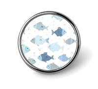 Blue River Fish Round Brooch Badges Pin Metal Lapel Pins Jewellery