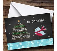Blue Robin Best Teacher Personalised Christmas Card | Christmas Card | Christmas Card for Teachers