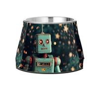Blue Robot Dog Raised Bowl, 540 ML Feeding Food Pet Bowl Stainless Steel Non-slip High Capacity Cat Bowl