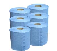 Blue Roll x 24, Kitchen Roll, Blue Centrefeed Paper Tissue Rolls, 2-Ply Embossed, High-Absorbency Hand Towel & Cleaning Rolls for Kitchen, Catering, Washrooms & Commercial Use - TORA PURE