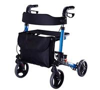 Blue Rollator Walker for Tall People, with Cup Holder & Seat & 8 Inch Wheels, Foldable Lightweight Seniors Walker, Shopping Cart Feito na China