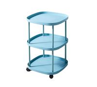 Blue Rolling Side Table with Sto Square End Table for Living Room Nightstand Balcony 43x43x65cm Plastic Material Modern Design Versatile Use