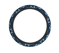 Blue Rose and Butterfly Printed Steering Wheel Cover Elastic Stretch Car Wheel Wrap Breathable Non-Slip Steering Wheel Protector for Car Truck SUV