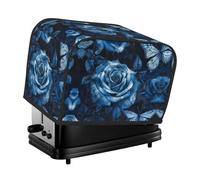 Blue Rose and Butterfly Toaster Cover 2 Slice, Waterproof Bread Machine Covers with Pockets Universal Size Kitchen Small Appliance Cover with Handle, Dust and Fingerprint Protection