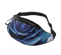 blue rose blooms Fanny Pack for Men Women, Waterproof Sports Waist Bag Fashion Belt Bag Crossbody Bags Hip Bum Bag with Adjustable Strap Large Sling Bag Purse for Travel Hiking