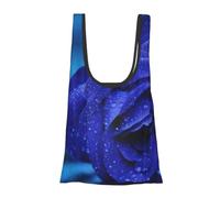 Blue Rose Blooms Foldable Shopping Bag In Pouch Reusable Shopping Bags