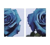 Blue Rose Blooms Passport Holder with Card And Ticket Slot, PU Leather Passport Case Easy Access, Travel Essentials Document Organizer Waterproof Travel Wallet for Men Women