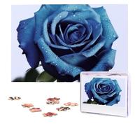 Blue Rose Blooms Puzzles from Photos 1000 Pieces Personalized Wooden Puzzle Challenging Jigsaw Puzzles for Adults Custom Picture Puzzle Gifts for Family Wedding Friend