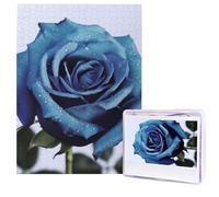 Blue Rose Blooms Puzzles from Photos 500 Pieces Personalized Wooden Puzzle Challenging Jigsaw Puzzles for Adults Custom Picture Puzzle Gifts for Family Wedding Friend