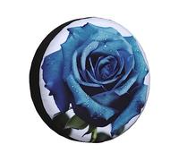 Blue Rose Blooms Spare Tire Cover Waterproof Dustproof Car Wheel Protector Portable Spare Tire Cover Universal Fit for RV SUV Truck