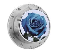 Blue Rose Blooms TimerMulti Function Stainless Steel Kitchen Countdown ClockPrecise Timekeeping Portable & Loud Alarm for Cooking Study Exercise