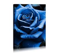 Blue Rose Canvas Wall Art Floral Pictures Wall Decor Flower Bloom Close Up Painting Print Flowers Artwork for Bathroom Bedroom Office Living Room Paintings Decorations Ready to Hang Framed 12"x16"