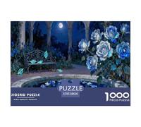 Blue Rose Courtyard Jigsaw Puzzles for Adults Kids Interesting Puzzles 1000 Piece Impossible Puzzle for Adults Gifts 38x26cm/1000pcs
