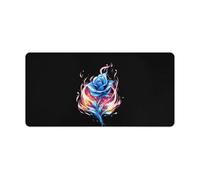 Blue Rose Flame Desk Mat Large Gaming Mouse Pad Rubber Base Mousepad Desk Pad Protector for Office and Home