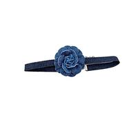 Blue Rose Flower Choker Necklace for Women Girls Blue Velvet Choker Collar Necklace Boho Floral Camellia Flower Chokers for Bride Summer Necklaces Wedding Party Accessories, Faux Leather, No Gemstone