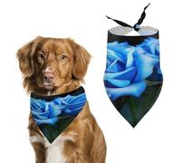 Blue Rose Flowers Dog Bandanas Cute Soft Cotton Puppy Scarves Washable Daily Summer Durable Triangle Reversible Bibs Suitable for Small Medium Large Dogs and Cats