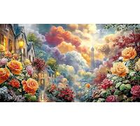 Blue-Rose-in-Cosmic-Sky 1000Pc Adult Jigsaws Puzzle Game Fun Present & Activity for Home Impossible Hard Difficult Educational Game Decompression 70x50/1000pcs