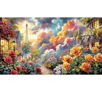 Blue-Rose-in-Cosmic-Sky Jigsaw Puzzle 1000 Pieces Recycled Paper Educational Games Great Gift Idea for Adults and Kids Age 12 Years Up Beautiful Decoration Puzzle 70x50/1000pcs