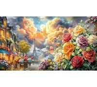 Blue-Rose-in-Cosmic-Sky Jigsaw Puzzles 1000Pc Educational Game Challenge Recycled Paper Impossible Hard Difficult for Adults and Kids Age 12 Years + 38x52/1000pcs