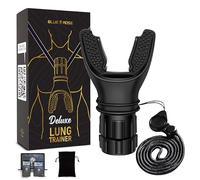 Blue Rose Lung Trainer with Adjustable Resistance Breathing Exerciser & Lung Cleanse Device for Enhanced Lung Capacity, Fitness & Respiratory Health - Includes Free eBook (Deluxe)