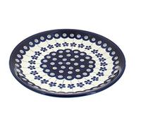 Blue Rose Polish Pottery Flowering Peacock Dessert Plate