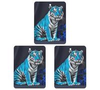 Blue Rose Tiger Car Air Freshener, 3 Pcs Square Hanging Air Freshener Cards, Long Lasting Fragrance Scented Cards for Car, Home, Office Black-style
