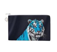 Blue Rose Tiger Purse Zipper Change Purse, Coin Purse for Outdoor, Canvas Thin Pocket Travel Wallets Women Man Clutch Bag for Coin Cards Keys (7.4x 4.6 Inches)