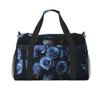 Blue Roses Print Weekender Bag,Gym Bag with,Carry On Luggage Overnight Weekend Bag, Holdall Handbag & Shoulder Bag for Travel Fitness