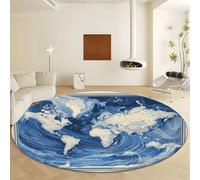 Blue Round Area Rug Living Room, Washable Complex Ancient Coastal Ocean Waves Printed Circle Rug for Bedroom - Carpet Indoor for Living Room Kitchen Hallway 80 cm
