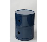 Blue Round Bedside Table with 3/4/2 Drawers | Small Console Tables for Bedroom, Bathroom, and Corner | Slim Nightstand Storage Unit, 2-Tier Design