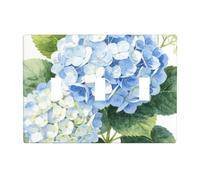 Blue Round Bloom 3 Gang Switch Plate Cover-Unbreakable Polycarbonate Wall Plate, Heat Resistant Toggle Switch Decor for Home