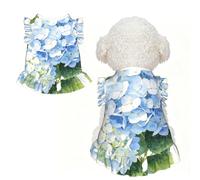 Blue Round Bloom M Pet Apparel for Small Dogs-Cute Summer Outfit for Puppy, Soft Breathable Pet Clothes for Cat