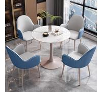 Blue Round Conference Table Set for 4 Simple Office Reception Room Dining Table & Chairs Small Kitchen Business Negotiation Furniture