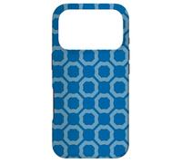 Blue Round Hexagon Ring Circle Modern Geometric Pattern Case for iPhone 17 Pro