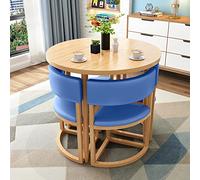 Blue Round Office Reception Table Set for 4-80cm Compact Dining & Conference Table Perfect for Small Spaces Apartments Balconies Kitchens Lounges & Studies.