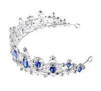 Blue Royal Crown Crystal Headpiece Tiara Wedding for Women | Bridal Accessory for Engagements, Crystal Rhinestone Alloy Build, Chic Elegant Style, Lightweight Portable Wear