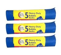 Blue Rubble Bags (pack of 3X5) 510mm x 760mm- Recyclable Heavy Duty Bin Bags - Leak Resistant Rubble Sacks for Garden, Builders, Caterers, Kitchen