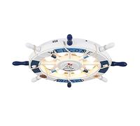 Blue Rudder Ceiling Light Modern Creative Pirate Ceiling Light Children's Room Rudder Sunshade Nautical Style 8 Bulb Embedded Ceiling Light Suitable for Children's Bedroom Boys Room Kindergarten