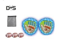 (blue, rugby) Toss And Catch Ball Game Set Toddler Baseball Glove Sticky Mitt Adjustable Strap Interactive Toys for Kids Family Paddle Ball Family Backyard Games