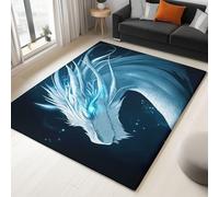 Blue Rugs Living Room - Mysterious Animals Dragon Printed Rugs for Bedroom 60 x 90 cm, Super Soft Fantasy Kitchen Rug Non Shedding Short Pile Carpet Easy Care for Hallway Office