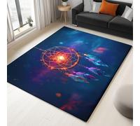 Blue Rugs Living Room Washable Non Slip Area Rug 140 x 200 cm, Bedroom Kitchen Hall Lounge Office Dining Room Indoor Carpet Low PileDream Fantasy Dream Catcher Carpets