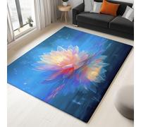 Blue Rugs Living Room Washable Non Slip Area Rug 80 x 150 cm, Bedroom Kitchen Hall Lounge Office Dining Room Indoor Carpet Low PileSurrealism Fantasy Lotus Carpets