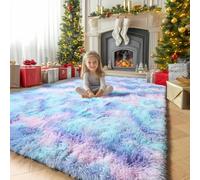Blue Runner Fluffy Shag Rug for Bedroom & Living Room, 3'X5', Turquoise Carpet, Rectangle, Cute Baby Room Decor