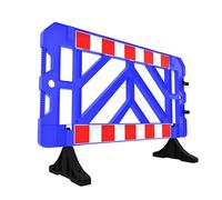 Blue Safety Barrier with Reflective Stripes | 150CM Heavy Duty PPC Road Barrier with PVC Weighted Base | Interlocking Crowd Control Fence for Roads, Construction & Events - Set of 1