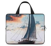 Blue Sailboat Laptop Bags Ultra-Thin, Lightweight & Waterproof 10inch Laptop Sleeve, Durable Neoprene Material, Portable Protective Computer Bag with Hand Strap