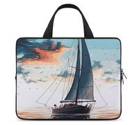 Blue Sailboat Laptop Bags Ultra-Thin, Lightweight & Waterproof 13inch Laptop Sleeve, Durable Neoprene Material, Portable Protective Computer Bag with Hand Strap