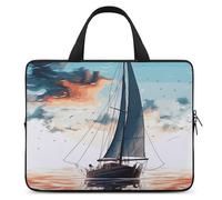 Blue Sailboat Laptop Bags Ultra-Thin, Lightweight & Waterproof 15inch Laptop Sleeve, Durable Neoprene Material, Portable Protective Computer Bag with Hand Strap