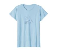Blue Sailboat Sailing Sailing Yacht Design T-Shirt, Women, Baby Blue, 3X-Large