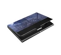 Blue Sailing Pirate Ghost Ship on High Seas in a Moonlight Night Business Card Holder Leather, Slim Credit Card Case Stainless Steel Wallet for Women and Men Unisex Business Card Holder