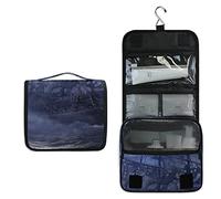 Blue Sailing Pirate Ghost Ship on High Seas in a Moonlight Night Hanging Wash Gargle Toiletry Bag Travel Cosmetic Makeup Case Organizer Storage Large Portable